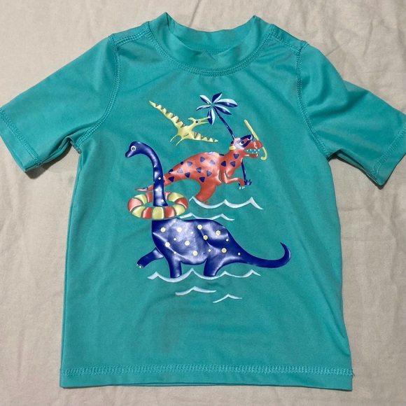 Kids Dinosaur Swim Shirt - Teal - Picture 1 of 9